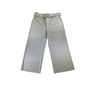 Banana Republic Brown Houndstooth Wide Leg Cropped Belted Pants‎ Trousers 12
